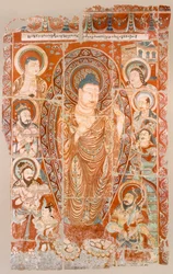 Fac-símile das pinturas do templo das cavernas agora no Museu Koeniglichen, Berlim, final do século XIX e início do século XX