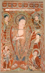 Fac-símile das pinturas do templo das cavernas agora no Museu Koeniglichen, Berlim, final do século XIX e início do século XX