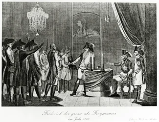 Frederico, o Grande, recebe o seu cunhado Frederico, marquês de Brandemburgo-Bayreuth, como maçom em Berlim em 1740