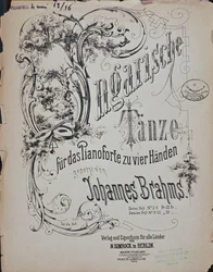Frontispício das Danças Húngaras por Johannes Brahms (1833-1897)
