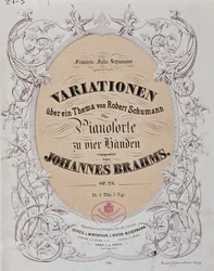 Frontispício de "Variações sobre um tema de Robert Schumann" (Op. 23) de Johannes Brahms (1833-1897)