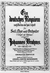 Frontispício do Requiem alemão por Johannes Brahms (1833 - 1897) (litho)