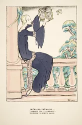 "Frühling, Frühling", anúncio de um vestido de chá de V. Manheimer, de Styl, pub.1922 (gravura em pochoir)