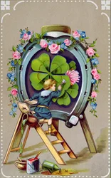 Postal alemão retratando os encantos da boa sorte, enviados da Hungria em 21 de maio de 1911