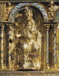 Henrique II (973-1024 também conhecido como São Henrique, Santo Imperador Romano, detalhe do Santuário do Imperador Carlos Magno (742-814) 1215 (ouro e esmalte de chanfro)