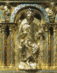 Henrique IV, Santo Imperador Romano (1050-1106), detalhe do Santuário do Imperador Carlos Magno (742-814) 1215 (ouro e esmalte de châpleve)