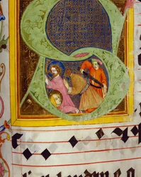 Historiated Initial S com o decollation de Saint John The Baptist, do Gradual de Friedrich Zollner de Langenzenn, 1439-42