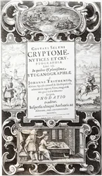 Ilustração do Livro 9 de Criptnotysis and Cryptography por Gustavus Selenus (Augustus, Duque de Brunswick), 1624