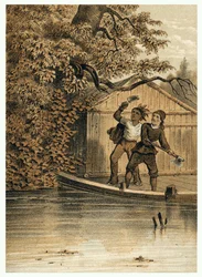 Ilustração da conquete do rio Amazonas por europeus. in "De Bootslieden der Amazon-River", Karl Muller, Holanda