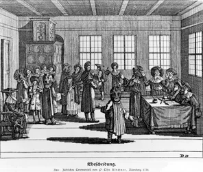 Ilustração tirada do Cerimonial Judaico, ou descrição desses Gebrduche por Paul Christian Kirchner, 1724