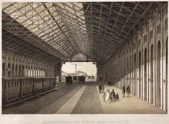 Interior, de, a, central, estação de comboios, viena