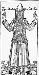 Sumo Sacerdote judeu, de Liber Chronicarum por Hartmann Schedel, publicado em Nuremberg, 1493