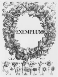 Linguagem de flores, ilustração de Cryptographia, ou scripts secretos de Johann Balthasar Friderici, publicado em Hamburgo, 1685