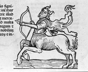 Le Sagittarius - em Tratado por Johannes Angeli De Magnisconnectionibue annorum revolutionibus ac eorum pefectionibus. Augsburg, Erhard Ratdolt