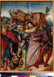 O beijo de Judas. Pintura de um mestre alemão, início do século XVI. Museu Estatal de Belas-Artes A. S. Pushkin, Moscovo.
