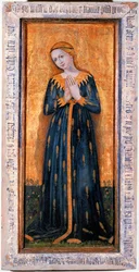 Nossa Senhora vestida com um manto de milho (têmpera sobre madeira)