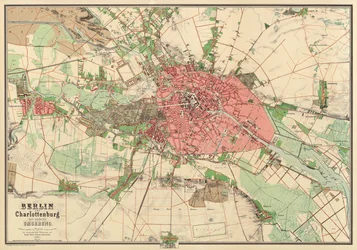 Mapa de Berlim, impresso pelo Real Instituto Litográfico, Berlim, 1857