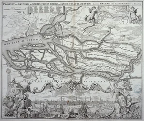 Mapa de Hamburgo e arredores, publicado em Nuremberg