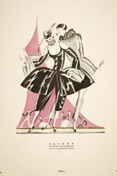 "Masken": conceção e desenho de Offterdinger, de Styl, pub.1922 (gravura em pochoir)