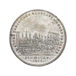 Medalha em comemoração a Wellington e Blücher em Waterloo