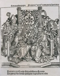 Encontro entre o Papa Pio II e Frederico III, Imperador da Alemanha (gravura)