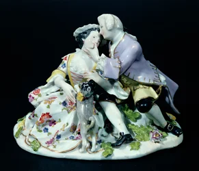 Encontro de Amantes, possivelmente de Johann Joachim Kandler (1706-75) c.1735 (porcelana)