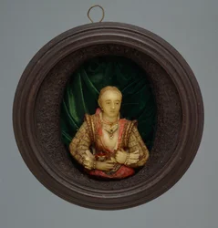 Retrato em miniatura, c.1600 (vidro, seda e madeira)
