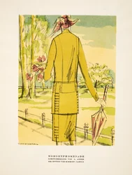 "Morgenpromenade", anúncio de roupa de L. Anger, de Styl, pub.1922 (gravura em pochoir)