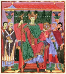Cim.4453 f.42r Sacro Imperador Romano Otto III Enthroned (980-1002), c.