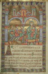 Ms. Czart. 1207, IV, fol.V v. Adoração dos Magos, de The Evangeliarium of Plock Cathedral, c.1075