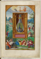 Ms Harley 3469, f.28, A Cauda do Pavão, o Quarto Tratado, de «Splendor Solis» de Salomon Trismosin