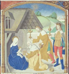Sra. Hunter 36 f.44r Natividade, de Vita Christi, de Ludolf da Saxônia, c.1300-7778