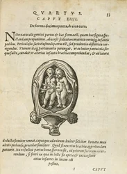 Gêmeos não-idênticos no útero, ilustração do capítulo 14, livro 4 de Na concepção e crescimento do homem, de Rueff, 1587