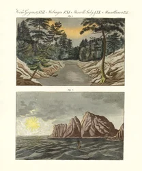 Fenômenos naturais nórdicos (gravura colorida)