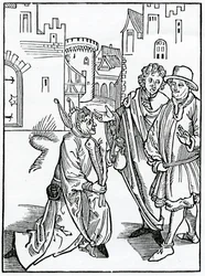 Do desprezo e dispysynge de pouertye, ilustração da tradução inglesa de Alexander Barclay de &39;The Ship of Fools&39;, de uma edição publicada em 1874