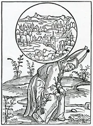 Do curyosyte dos homens grande e exigível, ilustração da tradução inglesa de Alexander Barclay de &39;The Ship of Fools&39;, de uma edição publicada em 1874
