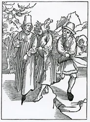 Da época de unkyndnes e folys que segue, ilustração da tradução inglesa de Alexander Barclay de &39;The Ship of Fools&39;, de uma edição publicada em 1874.