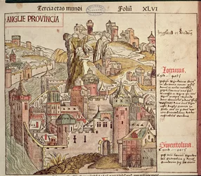 Velha Londres, do Nuremberg Chronicle por Hartmann Schedel (1440-1514) 1493