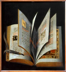 Livro aberto. Escola alemã, primeiro quartel do século XVI ... (óleo sobre madeira)