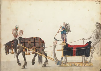 Concurso de trenó no desfile, c.1640 (caneta e tinta, aquarela e lavagens)