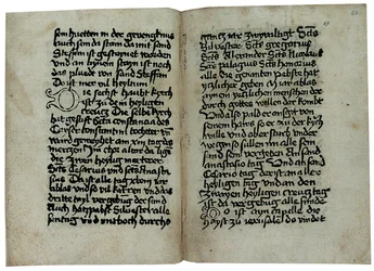 Páginas de uma cópia alemã de "Notável Roma, História e Descrição de Roma", de Giles pseudo-romano, possivelmente publicado por Ulrich Han, Roma, c.1475