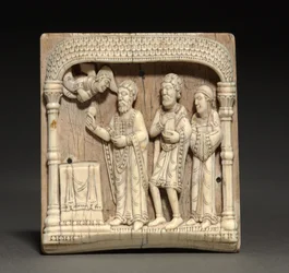 Placa de um Altar Portátil: Zacharias no Altar, c.1100-1125 (marfim)