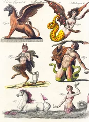Placa mostrando vários híbridos mitológicos, 1830