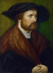 "" Retrato de um homem "" pintura anônima do sul da Alemanha, cerca de 1530 London National Gallery