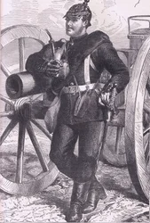 Prussian artiller man, Cassells History of the War between France and Germany publicado por Cassell and Company Limited, c.1890 (litho)