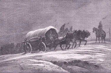 Prussian field post in the snow, Cassells History of the War between France and Germany publicado por Cassell and Company Limited, c.1890 (litho)