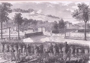 Reduto prussiano comandando a ponte de Sevres, Cassells História da Guerra entre a França e a Alemanha publicado por Cassell and Company Limited, c.1890 (litho)