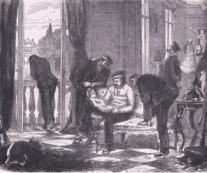 Prussians in occupation of a villa near Paris, Cassells History of the War between France and Germany publicado por Cassell and Company Limited, c.1890 (litho)