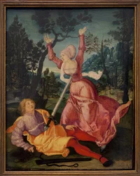 Pyramus e Thisbe. (Os dois babilônios se amavam apesar da oposição de suas famílias, decidindo fugir juntos, eles se encontram aos pés de um murier. Chegando Pyramus acredita que sua amiga foi devorada por uma leoa e se apunhalou com de