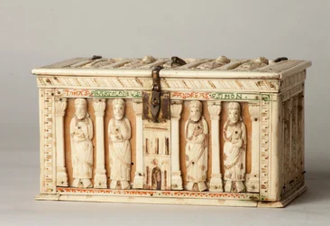 Reliquary caixão, Colónia, Alemanha, c.1150 (madeira e marfim)
